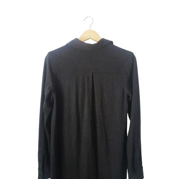 Quince Stretch Sweater Fleece Mini Shirt Dress Black Size Small - Picture 5 of 10